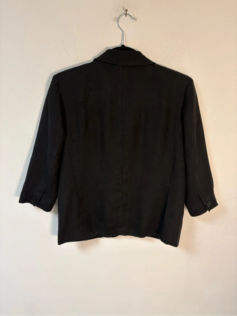 Talbots Black Women's Three-Button Blazer Jacket Irish Linen 4P